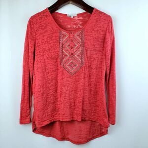 Katie's Kloset Medium Red Burnout hi-low Top